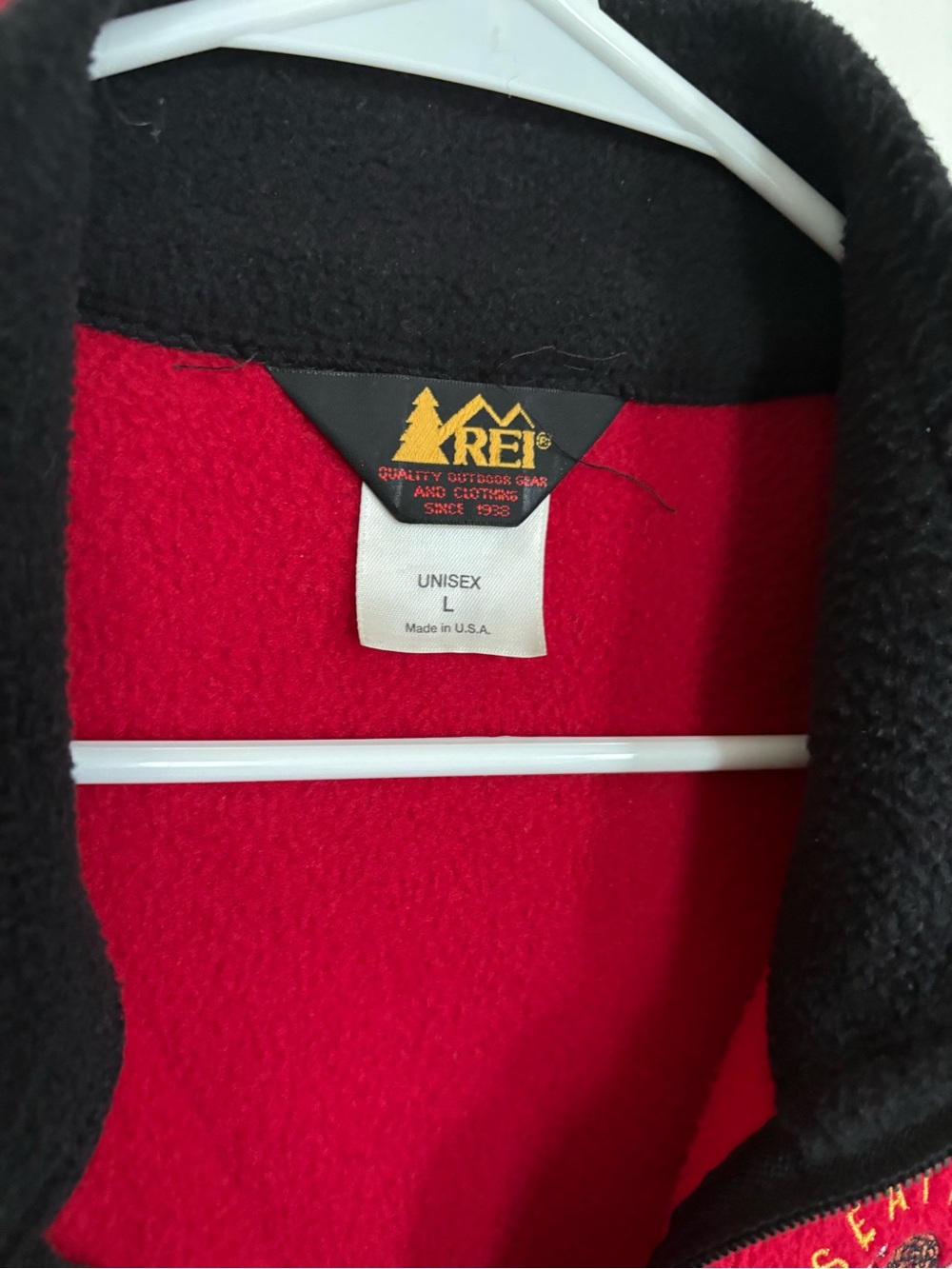 REI Women's Red Fleece Vest with Black Trim - Picture 3 of 4